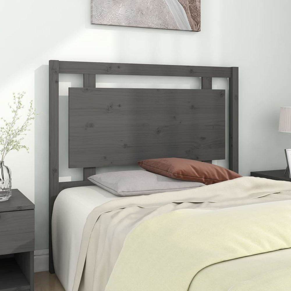Vidaxl Čelo postele, sivé, 105,5x4x100 cm, masívne borovicové drevo